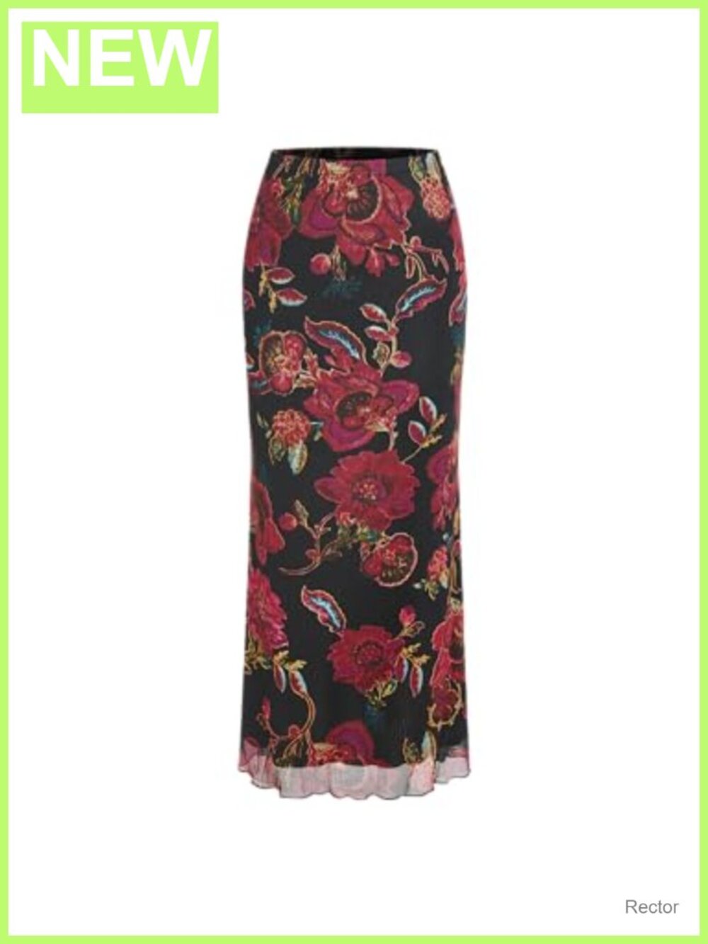 Women's Mesh Floral Boho Long Maxi Skirt A-Line High Stretch Waist